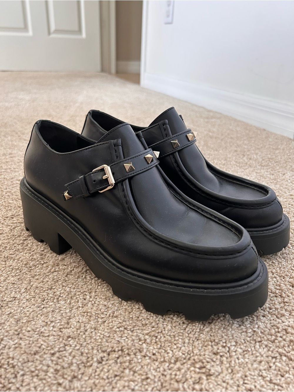 Valentino Garavani Black Studded Loafers
